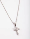 Lovisa Diamond Simulant Pave Cross Necklace In Silver