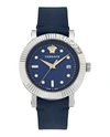 Versace V-classic Leather Watch In Silver