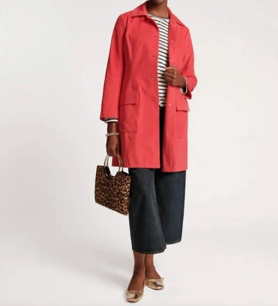 Frances Valentine Barn Jacket In Mini Wale Corduroy Coral In Multi