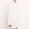 Vince Textured Cotton Blend Shirt Jacket In Beige