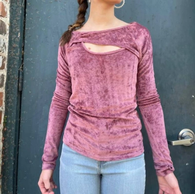 Red Haute Velvet Asym Cut Top In Pink