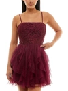 SPEECHLESS JUNIORS WOMENS LACE MESH COCKTAIL AND PARTY DRESS