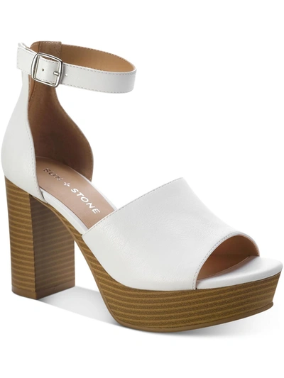 Sun + Stone Womens Faux Leather Open Toe Heels In White