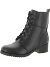 AQUA COLLEGE BASSIL WOMENS LEATHER BLOCK HEAL COMBAT & LACE-UP BOOTS