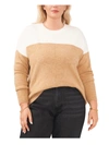 VINCE CAMUTO PLUS WOMENS KNIT COLORBLOCK CREWNECK SWEATER