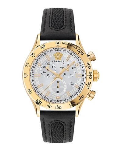 Versace Hellenyium Chrono Leather Watch In Multi