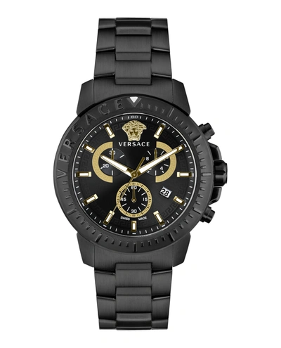 Versace New Chrono Bracelet Watch In Black