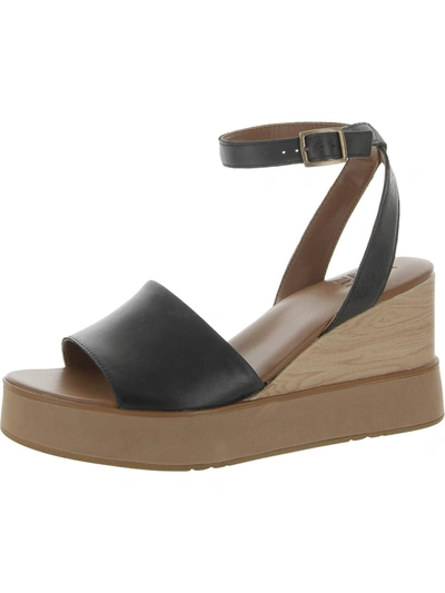 Naturalizer Brynn Womens Faux Leather Summer Wedge Sandals In Black