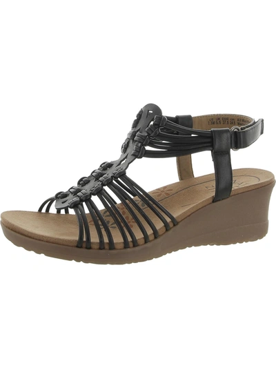 Naturalizer Tribe Womens Faux Leather Summer Wedge Sandals In Black