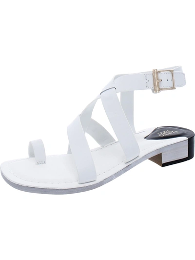 Franco Sarto Ina Womens Leather Strappy Block Heel In White