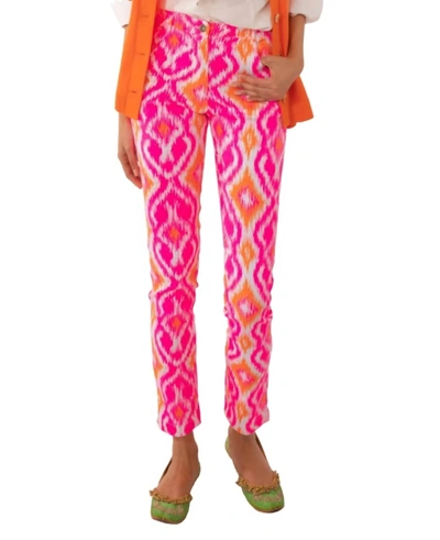 Gretchen Scott Gripeless Cotton Spandex Jeans - Kitt Ikat In Pink