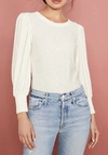 Nation Ltd Loren Slub-knit Peasant-sleeve Tee In White