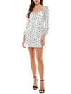 City Studio Juniors Womens Sheer Puff Sleeve Mini Dress In Multi