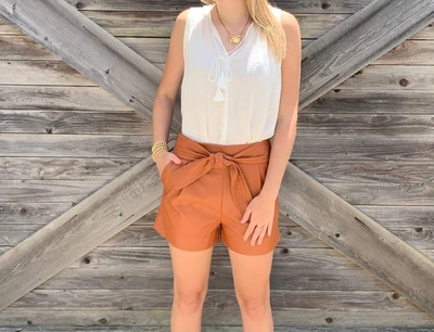 Marie Oliver Pixie Vegan Leather Shorts In Brown
