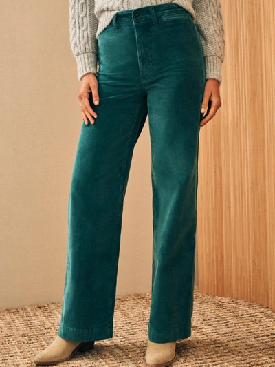 Faherty Stretch Cord Wide Leg Pants In Sea Moss
