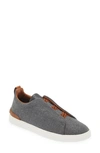 Zegna Men's Triple Stitch Wool Low Top Slip-on Sneakers In Blk Sld