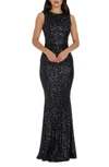 DRESS THE POPULATION LEIGHTON SEQUIN MERMAID GOWN