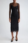 Dolce & Gabbana Long-sleeve Sheer Corset Maxi Dress In Black