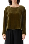 Eileen Fisher Velvet Ballet Neck Top In Serpn