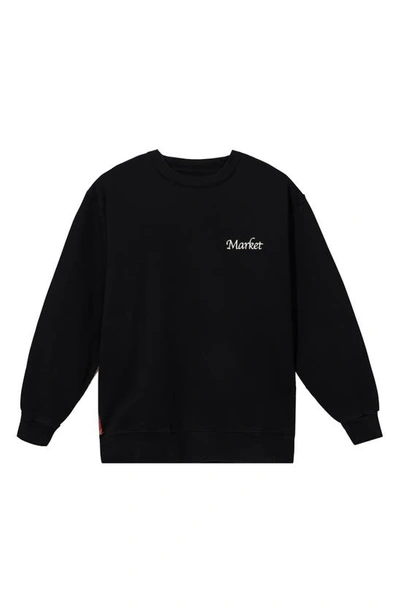 Market Colorado Reverse Weave Quilted Crew Neck Sweatshirt In Black