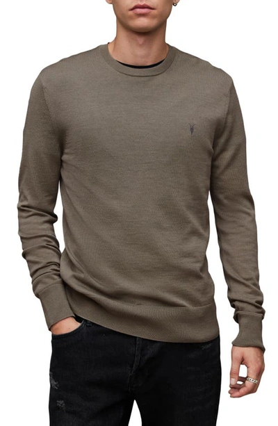 Allsaints Mode Slim Fit Wool Sweater In Vole Brown Marl