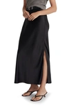 Madewell Satin Slip Skirt In True Black