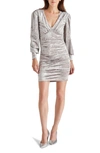 STEVE MADDEN KALI EMPIRE WAIST LONG SLEEVE STRETCH CRUSHED VELVET MINIDRESS