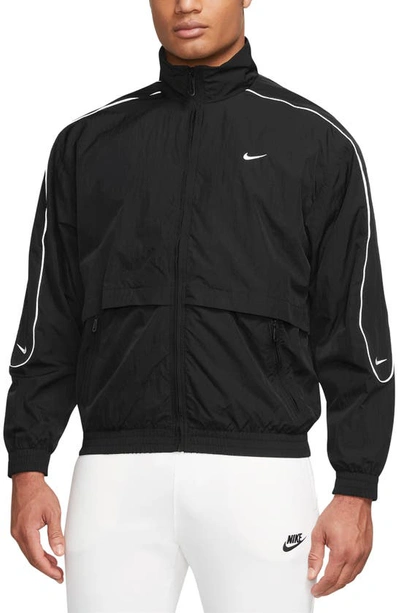 Nike Men's  Sportswear Solo Swoosh Woven Track Jacket In Black/white