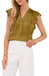 VINCE CAMUTO RUFFLE SLEEVE SATIN TOP