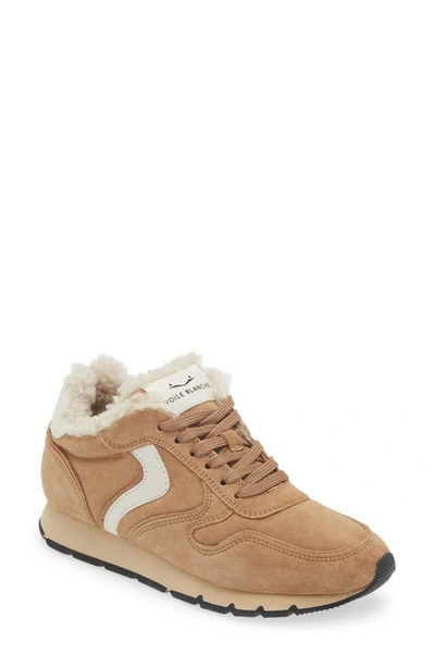 Voile Blanche Women's Julia Pump Shearling Low Top Sneakers In Tobacco Ice