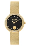 Versus Women's Two-hand Quartz Lea Gold-tone Stainless Steel Bracelet 35mm In Black/gold