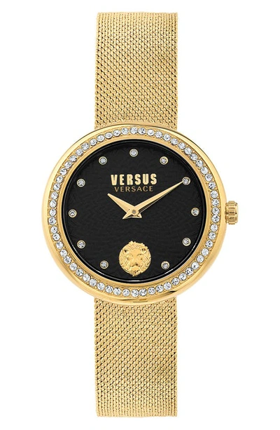 Versus Women's Two-hand Quartz Lea Gold-tone Stainless Steel Bracelet 35mm In Black/gold