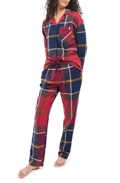 Barbour Ellery Large Tartan Check Cotton Pajama Set In Large Red Tartan