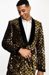 Asos Design Skinny Smoking Suit Jacket In Diamond Sequin In Gold In Gold