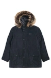 Barbour Kids' Ripley Faux Fur Trim Water Repellent Parka In Black