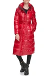 KARL LAGERFELD CONTRAST BELTED LONGLINE PUFFER JACKET