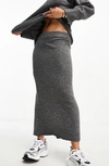 Asos Design Midi Sweater Skirt In Charcoal