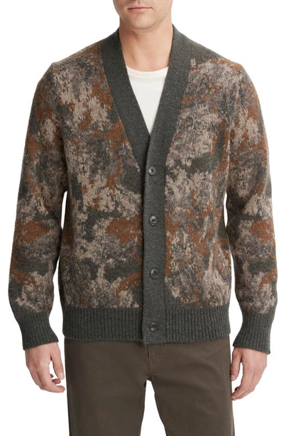 Vince Abstract Floral Cardigan Sweater In Neutral