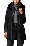 Soia & Kyo Rooney Hooded Mixed Media Coat In Black