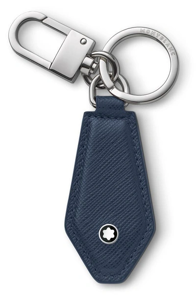 Montblanc Diamond Shaped Sartorial Leather Key Fob In Blue