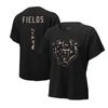 Majestic Women's  Threads Justin Fields Black Chicago Bears Leopard Player Name And Number T-shirt In Black