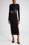 AREA CRYSTAL CLAW CUTOUT LONG SLEEVE PONTE KNIT GOWN