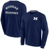 FANATICS SIGNATURE UNISEX FANATICS SIGNATURE NAVY MICHIGAN WOLVERINES SUPER SOFT PULLOVER CREW SWEATSHIRT