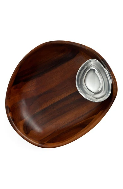 Nambe Portables Chip And Dip Bowl In Brown