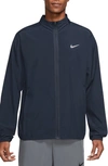 Nike Navy Track Zip-up Sweater In Obsidian/ Silver