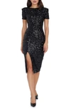 DRESS THE POPULATION NATASHA SEQUIN SHEATH MIDI DRESS