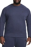 Nike Tech Fleece Crewneck Sweatshirt In Obsidian Heather/ Black