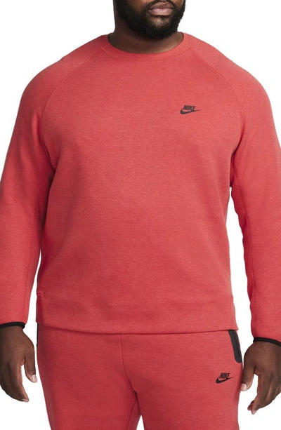 Nike Men's  Sportswear Tech Fleece Crew In Lt Univ Red Htr/black