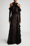 JASON WU COLLECTION COLD SHOULDER LONG SLEEVE SILK GOWN