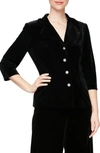 Alex Evenings Velvet Jacket In Black